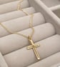 Handmade 9ct solid yellow gold small cross pendant on a trace chain - Image 2