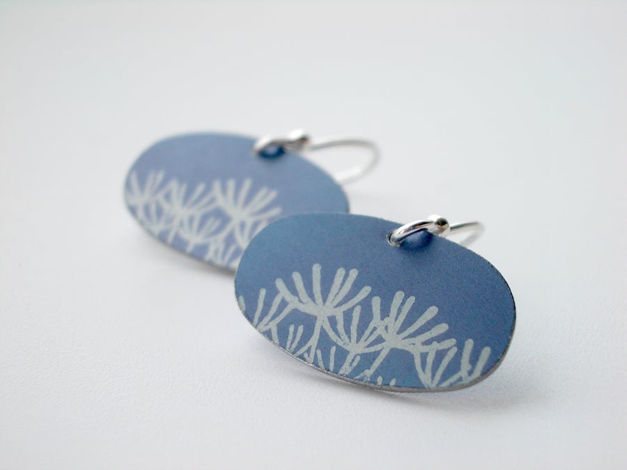 Dandelion earrings in blue-grey