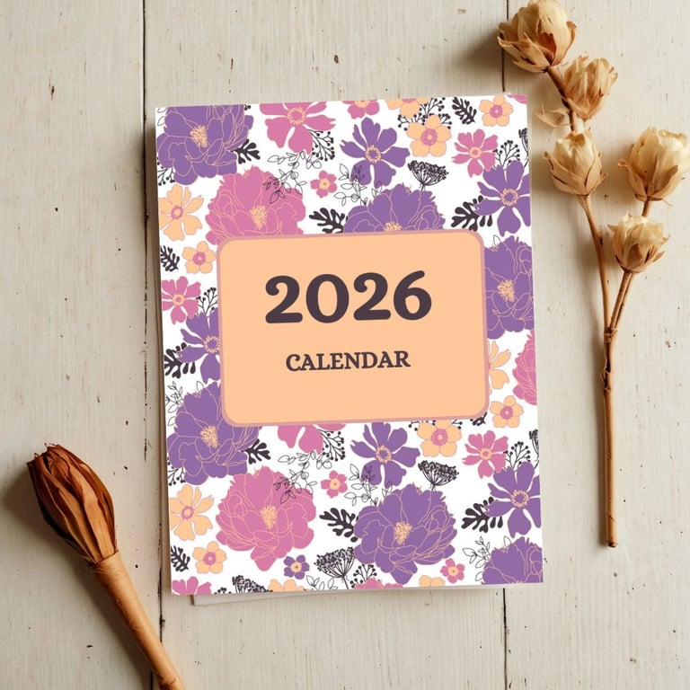 Modern Flora 2026 Monthly Planner Calendar Printable PDF