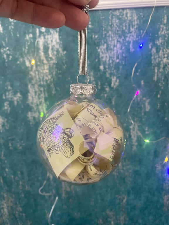 Wind in the Willows Glass Bauble Black and White