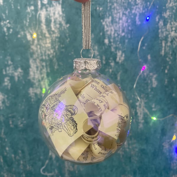 Wind in the Willows Glass Bauble Black and White