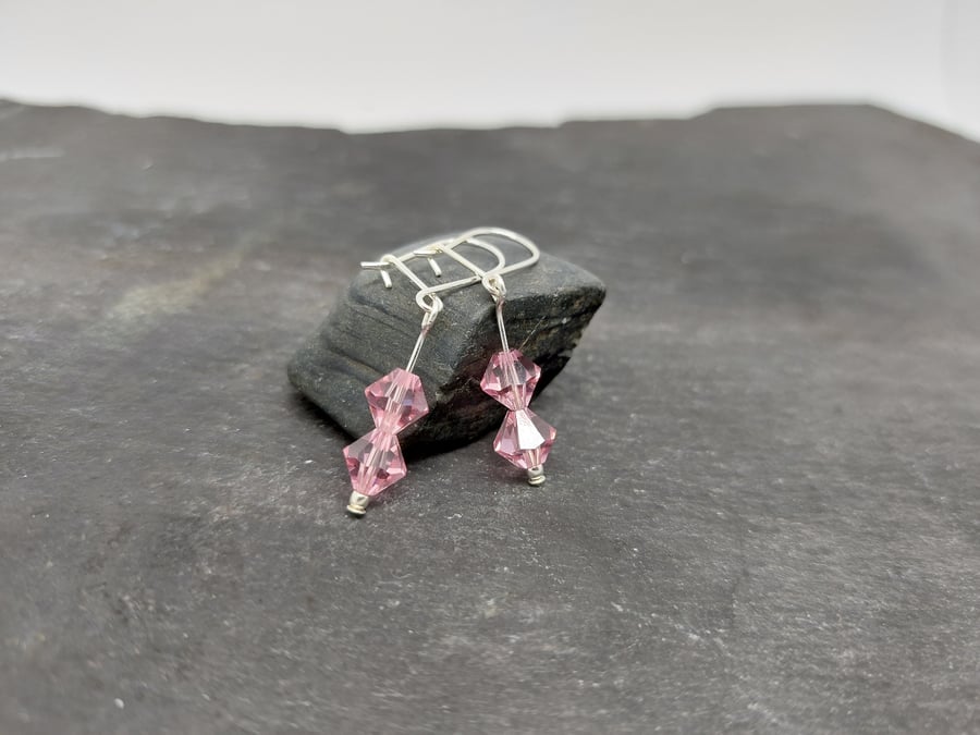 Sterling Silver Drop Earrings with Swarovski Crystal Beads 