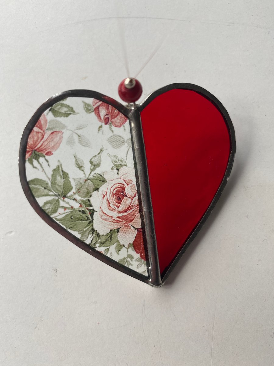  Seconds Sunday Stained Glass Two Tone Heart Suncatcher Decoration 