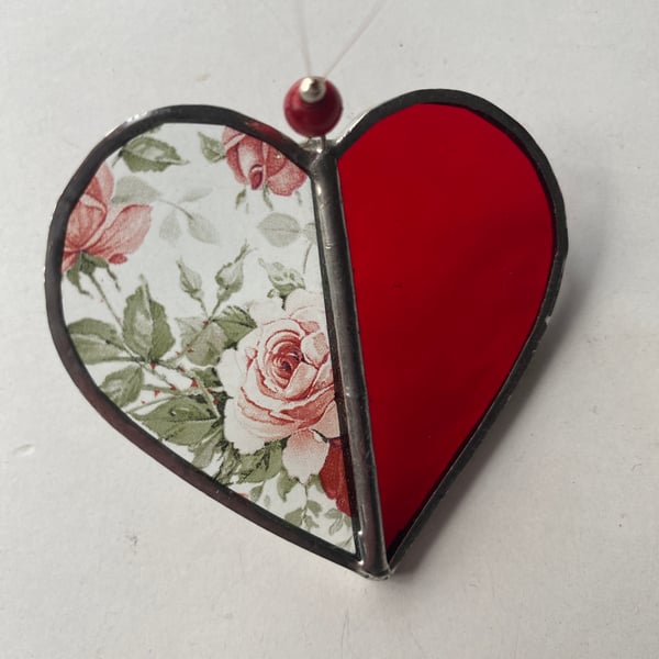  Seconds Sunday Stained Glass Two Tone Heart Suncatcher Decoration 