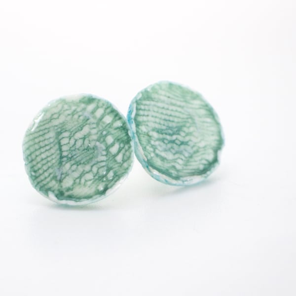 Aqua Green Porcelain Earrings