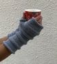 FINGERLESS MITTS , wristwarmers .'Tamar Valley'  Alpaca,wool. Blue-grey.. - Image 5