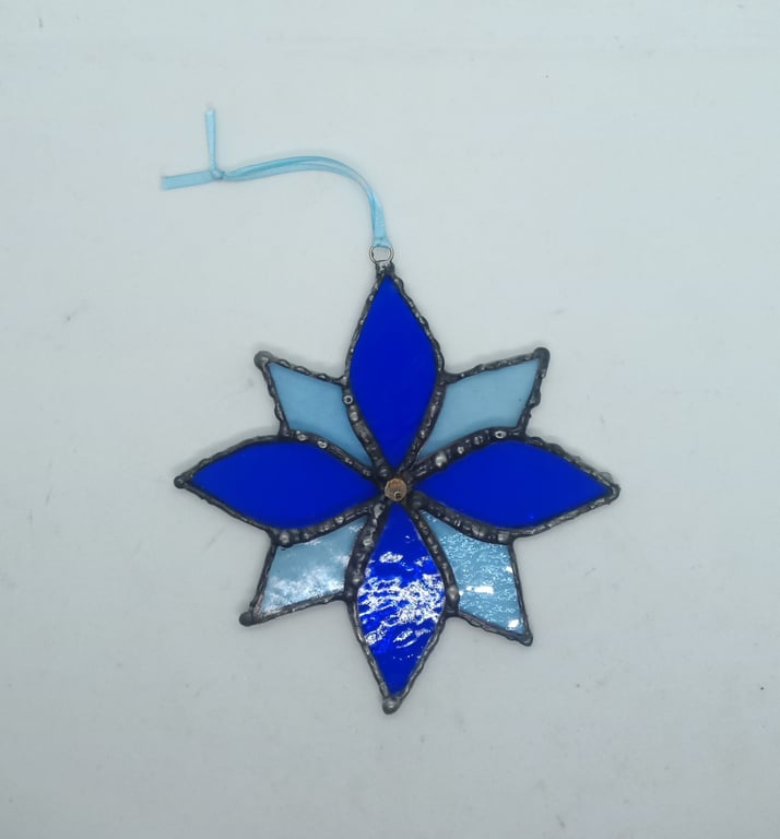 'Seconds Sunday' Stained glass sapphire star flower sun catcher