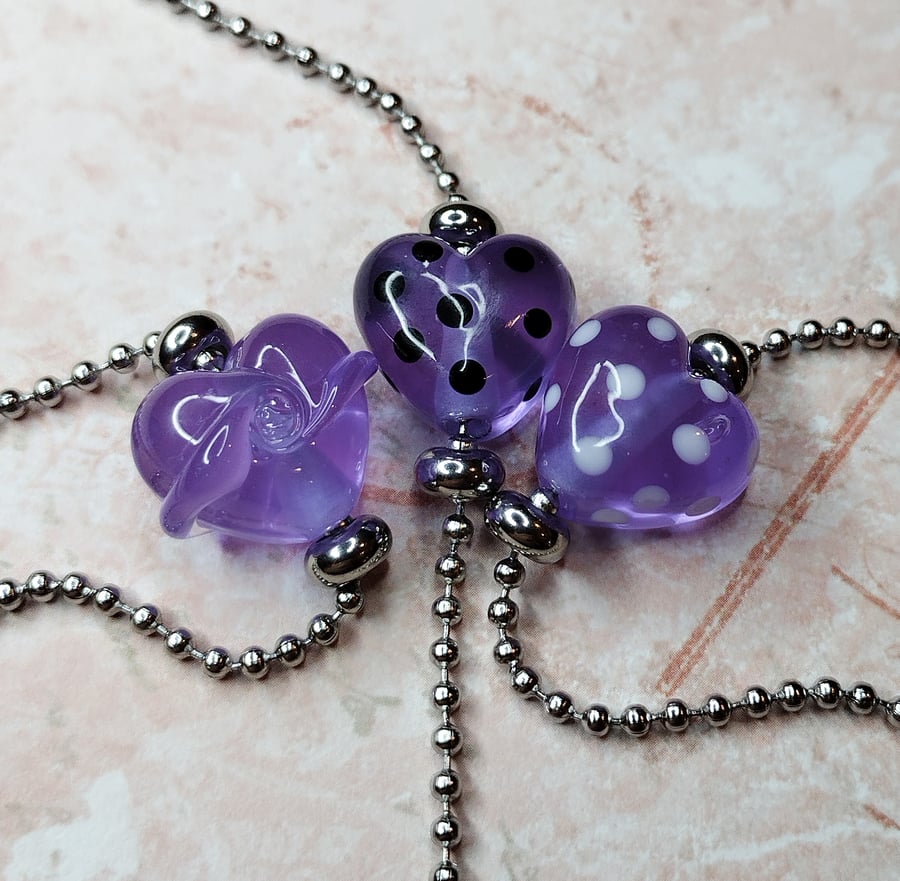 Opal purple heart glass bead bracelets