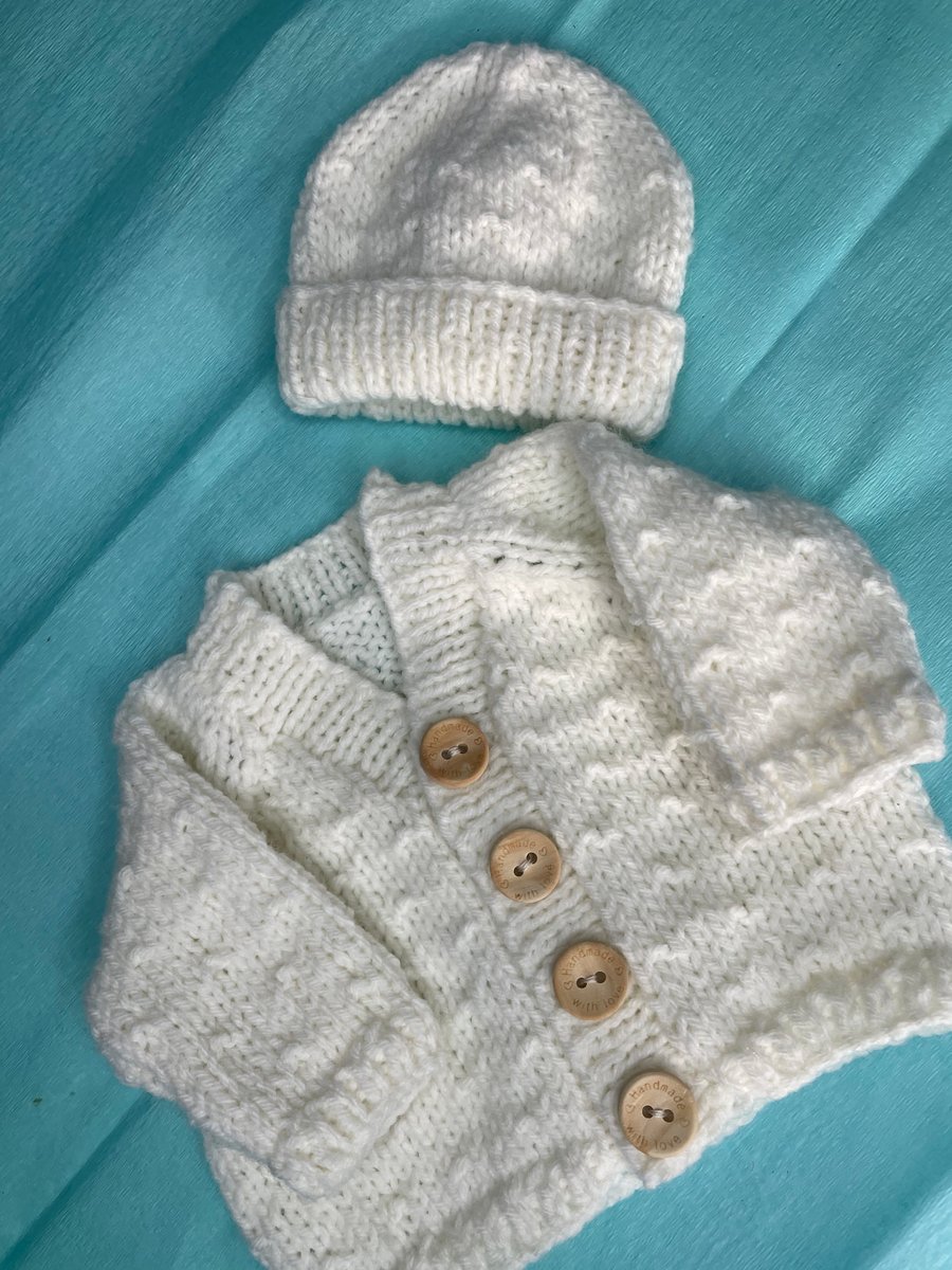 Prem baby cardigan and hat set