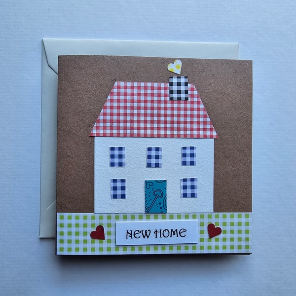 Gingham Paper Patchwork New Home Card 5" x 5" 
