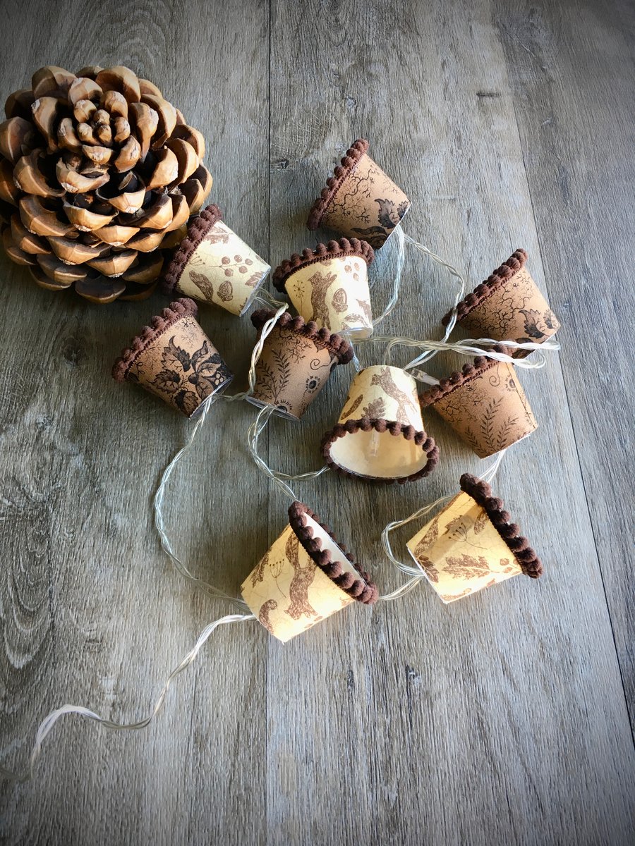 Mini Lampshade Fairy Lights - Squirrels and Acorns
