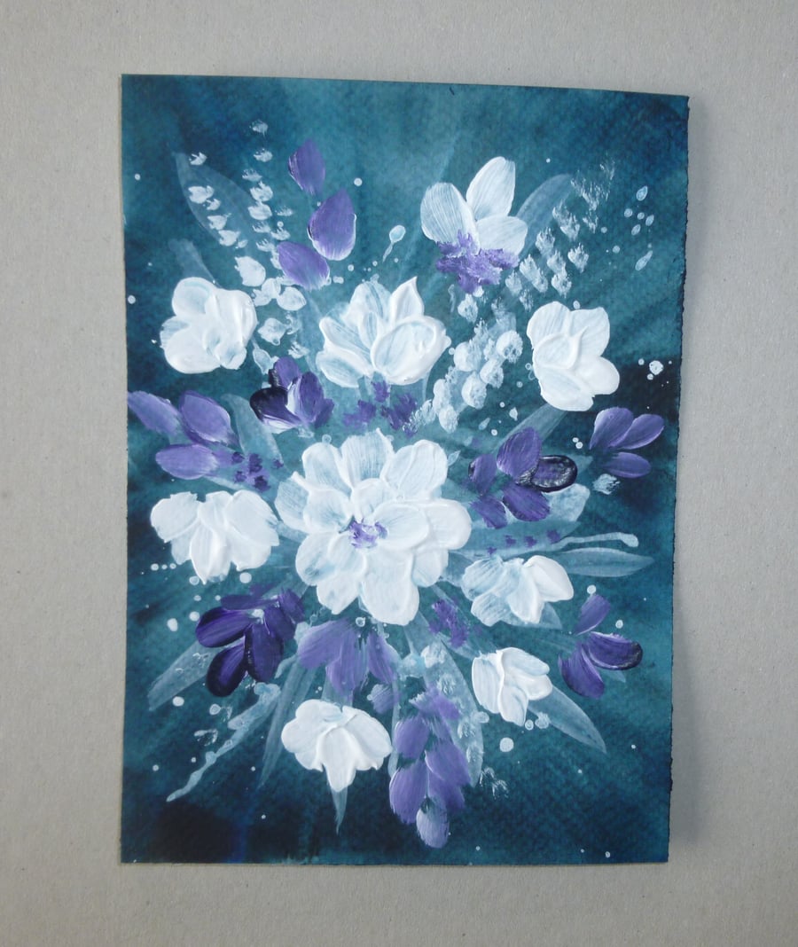original art mixed media floral painting ( ref FA 440 J1 )