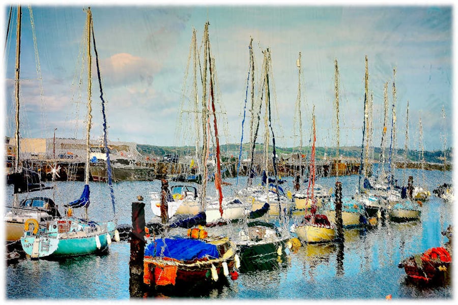 Picture Weymouth Harbour Boats Digital Art Print