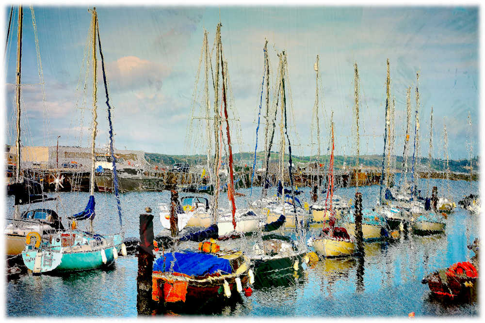 Picture Weymouth Harbour Boats Digital Art Print