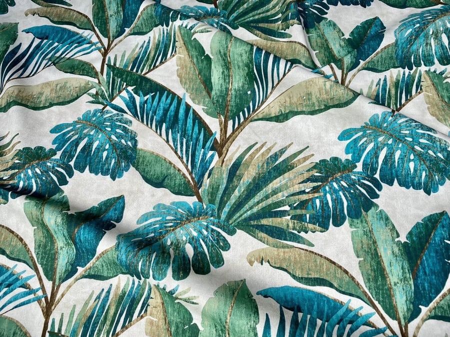 Palm Leaves Tablecloth. Rectangle or Round . 100 to 400cm by 135cm wide