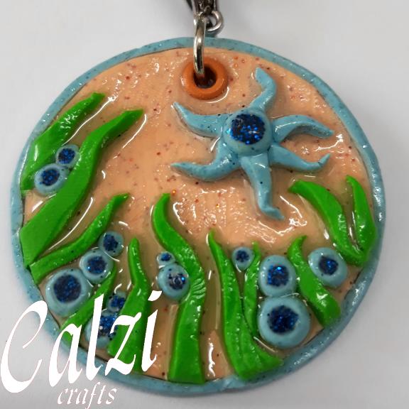 Sea Design Polymer Clay Pendant