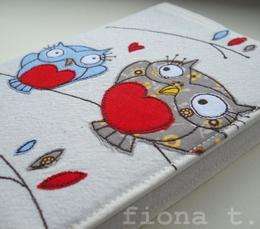embroidered owls sketchbook A6