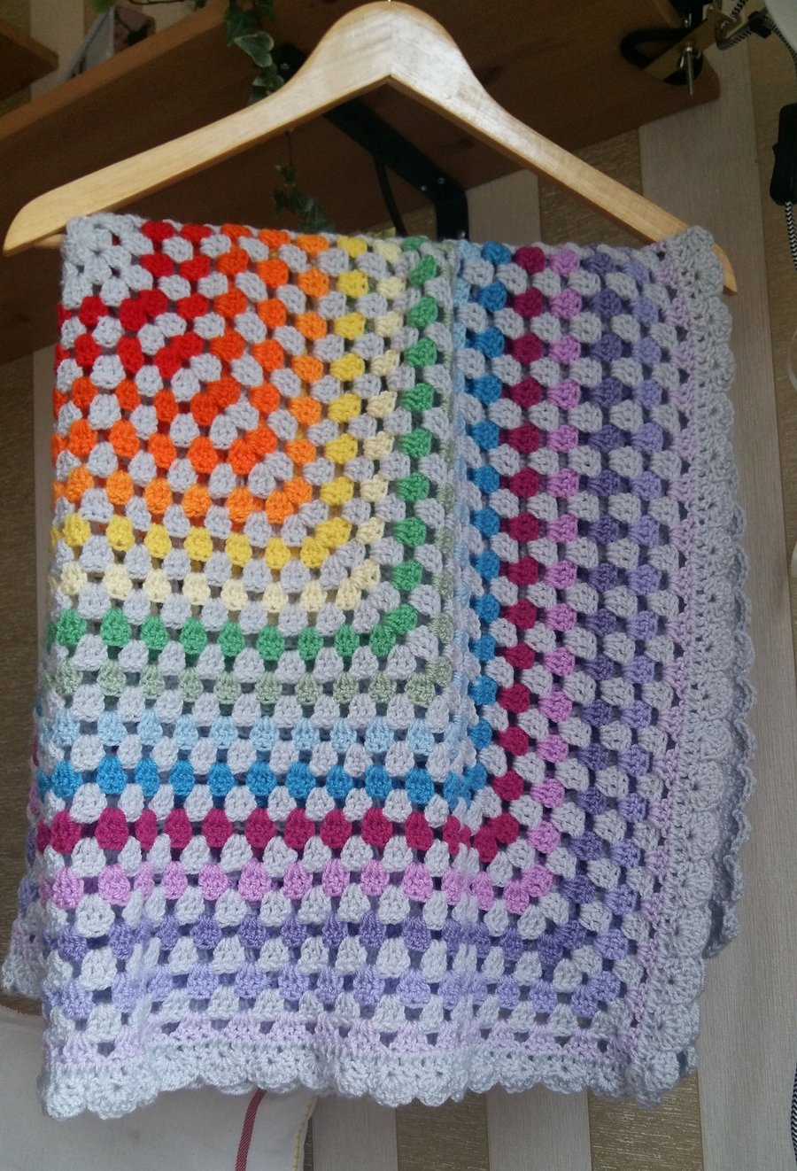 Handmade Crochet Baby Blanket. Pram, Cot, Crib, Car Seat, New Baby Gift