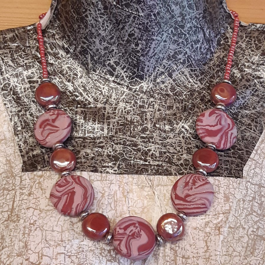 Chilli red disc shaped necklace