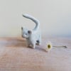 Handmade ceramic cat ring holder grey kitty ornament for cat lover gift