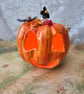 Hand Painted Ceramic Jack O Lantern – Handmade Autumn Decoration with Gold