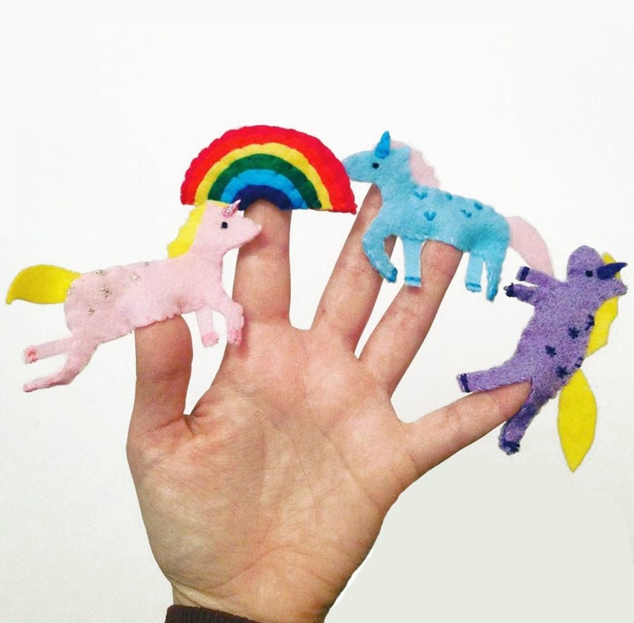 Unicorn Finger Puppets, Girls Stocking Filler, Unicorn Gift, Unicorn Party Favou
