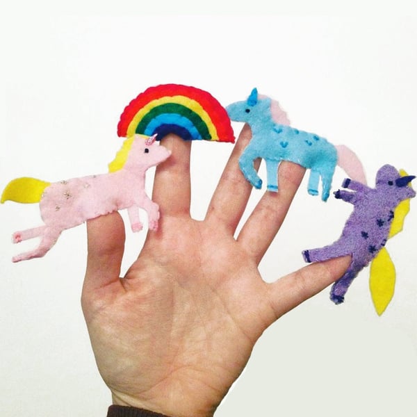 Unicorn Finger Puppets, Girls Stocking Filler, Unicorn Gift, Unicorn Party Favou