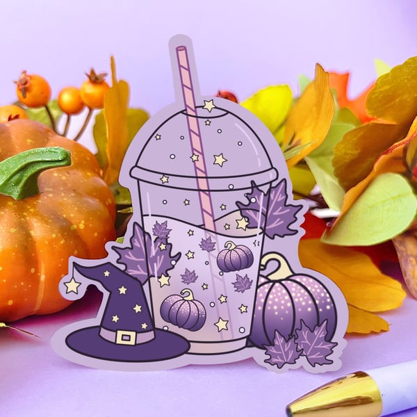 Pumpkin Spice Latte Sticker, Halloween Sticker.