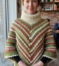 Handmade Crochet Poncho: Cowl Neck  Autumn Wrap Petite Teen Size