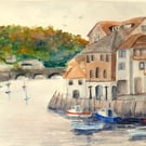 Small watercolour and gouache painting of Looe, Cornwall 266 mm x 178 mm