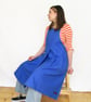 Pleated Pinafore Apron with Split Leg and Adjustable Cross Back. Blue No25 - Image 4