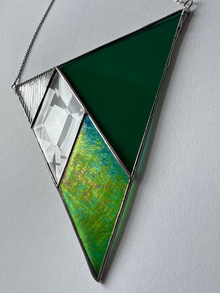 Emerald Bunting Stained Glass Suncatcher