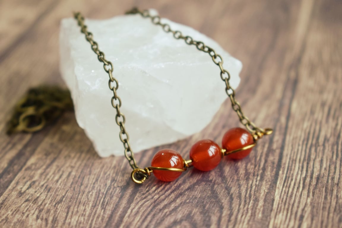  Carnelian Minimalist Bar Choker, Short Necklace