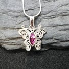 Inclusion Breastmilk or Ashes Filigree Butterfly Pendant in Sterling Silver