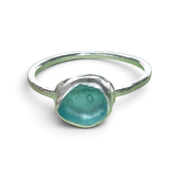 Sterling Silver Pembrokeshire Sea Glass Ring Size S  Gift Boxed