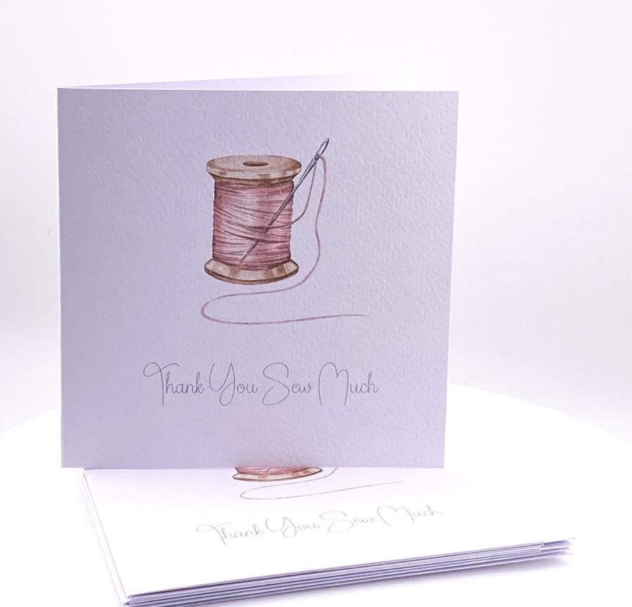 Set of 4 Mini 'Thank you Sew Much' Notecards