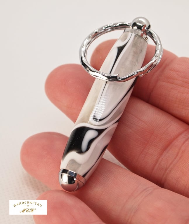 Handcrafted Acrylic Keyring Turned and polished with quality 'Chrome' fixings