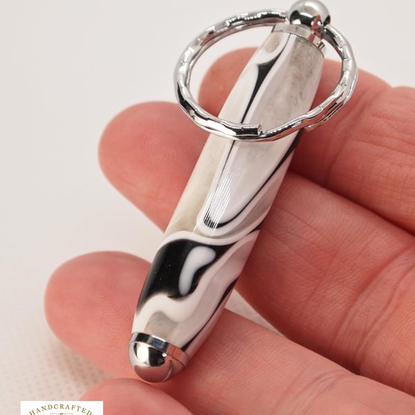 Handcrafted Acrylic Keyring Turned and polished with quality 'Chrome' fixings