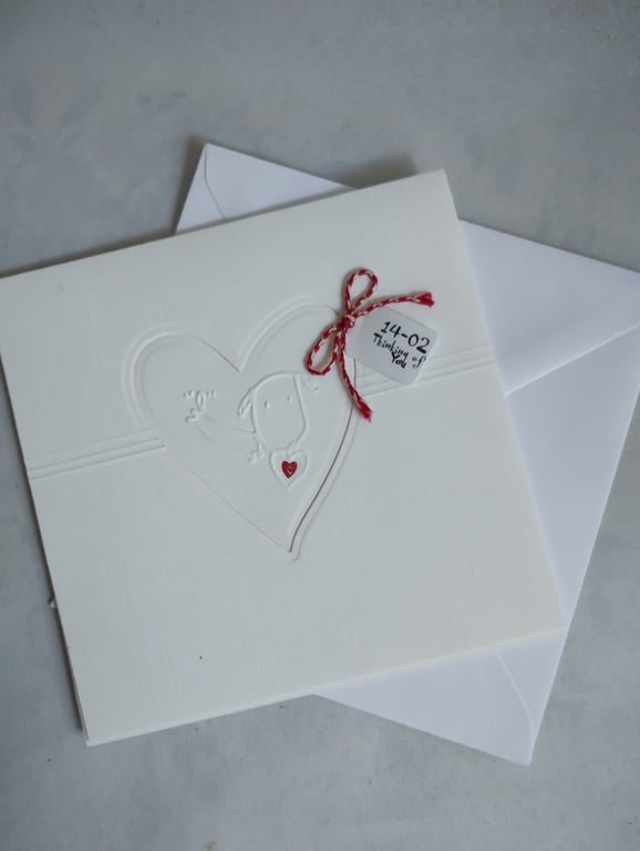 Valentine Card - 14.02 Thinking of You with Embossed Dog