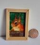 Red Squirrel Miniature Oil Painting Original - Image 1