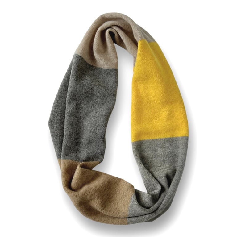 Colourblock Infinity Scarf - Yellow Grey Ecru