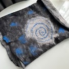 Blue Spiral Hand Felted Wool Cowl – One of a Kind Wearable Fibre Art