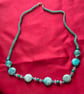 Handmade Turquoise Beaded Necklace, Aqua Blue Statement Jewellery - Image 2
