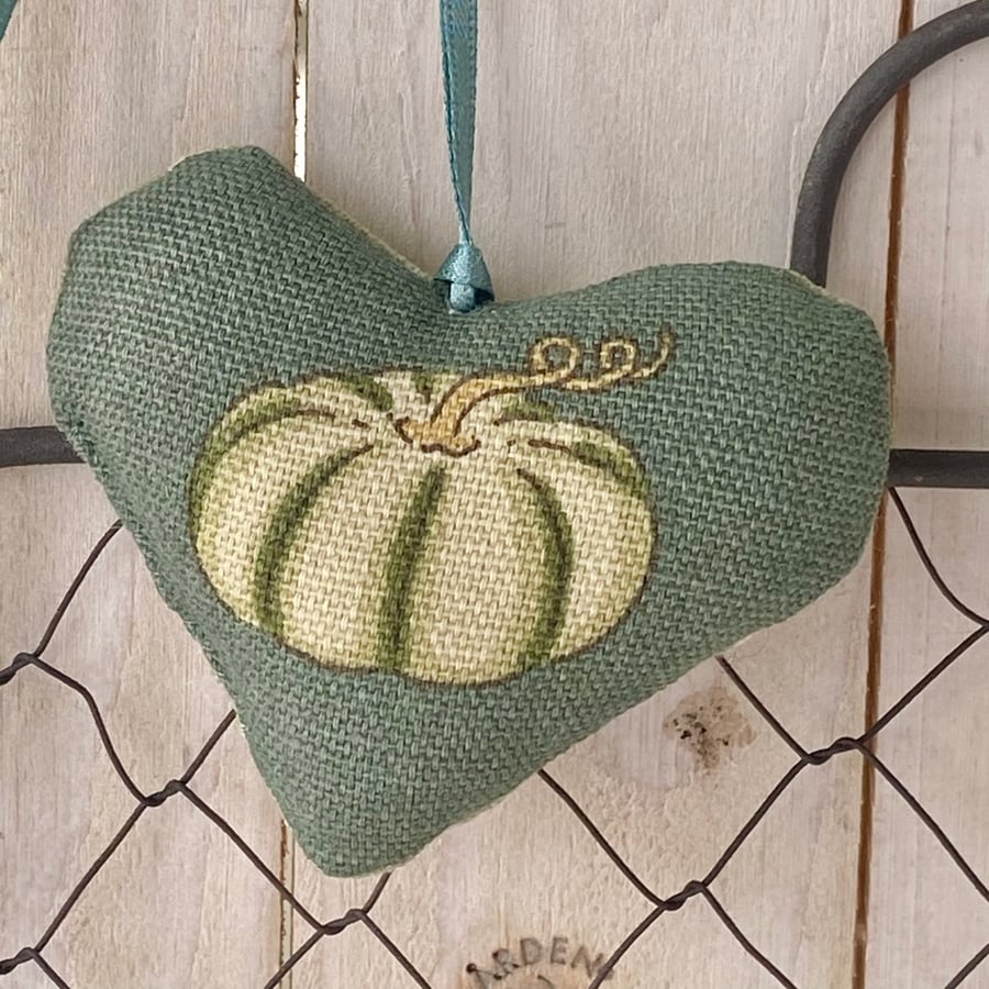 HALLOWEEN PUMPKIN HEART - sage green pumpkin, polka dots, short heart shape