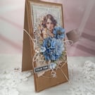 Handmade Birthday Card in Kraft Gift Box. Elegant card for Her.(204)