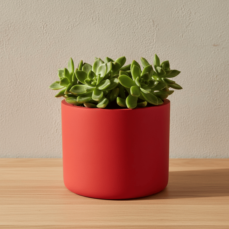 Large Red Round Plant Pot 15 cm, Handmade Indoor Planter