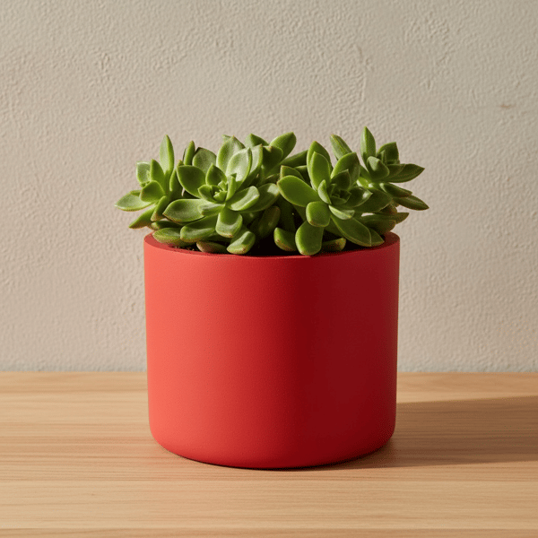 Large Red Round Plant Pot 15 cm, Handmade Indoor Planter