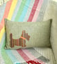 Tweed Appliqué Dog Scatter Cushion with Pad, Sage 46x30cm - Image 2