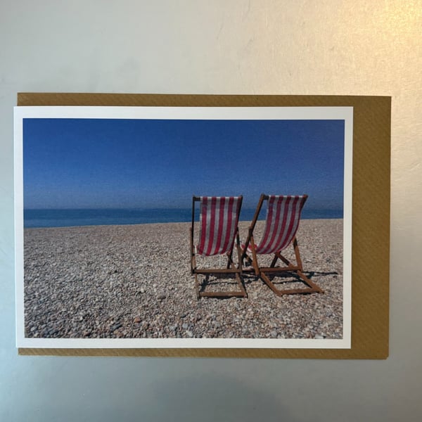 Deck Chairs A5 Greeting Card