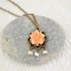Sale! 50% off! Pendant Necklace with Peach Flower